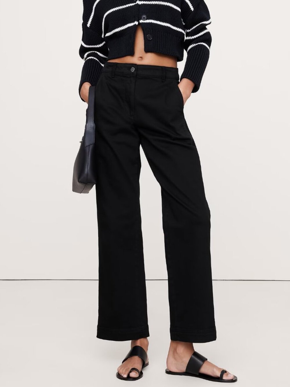 NWT Banana Republic Black Cotton Twill Straight-Leg The Weekender Pant 8R